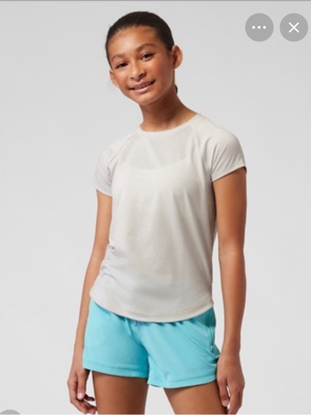 Athleta Girl comeback tee pale grey upf 50